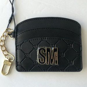 Steve Madden Wallet Card case Logo Black w key Clip